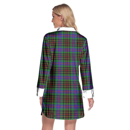 Brodie Hunting Modern Tartan Crest Lapel Shirt Dress Long Sleeve