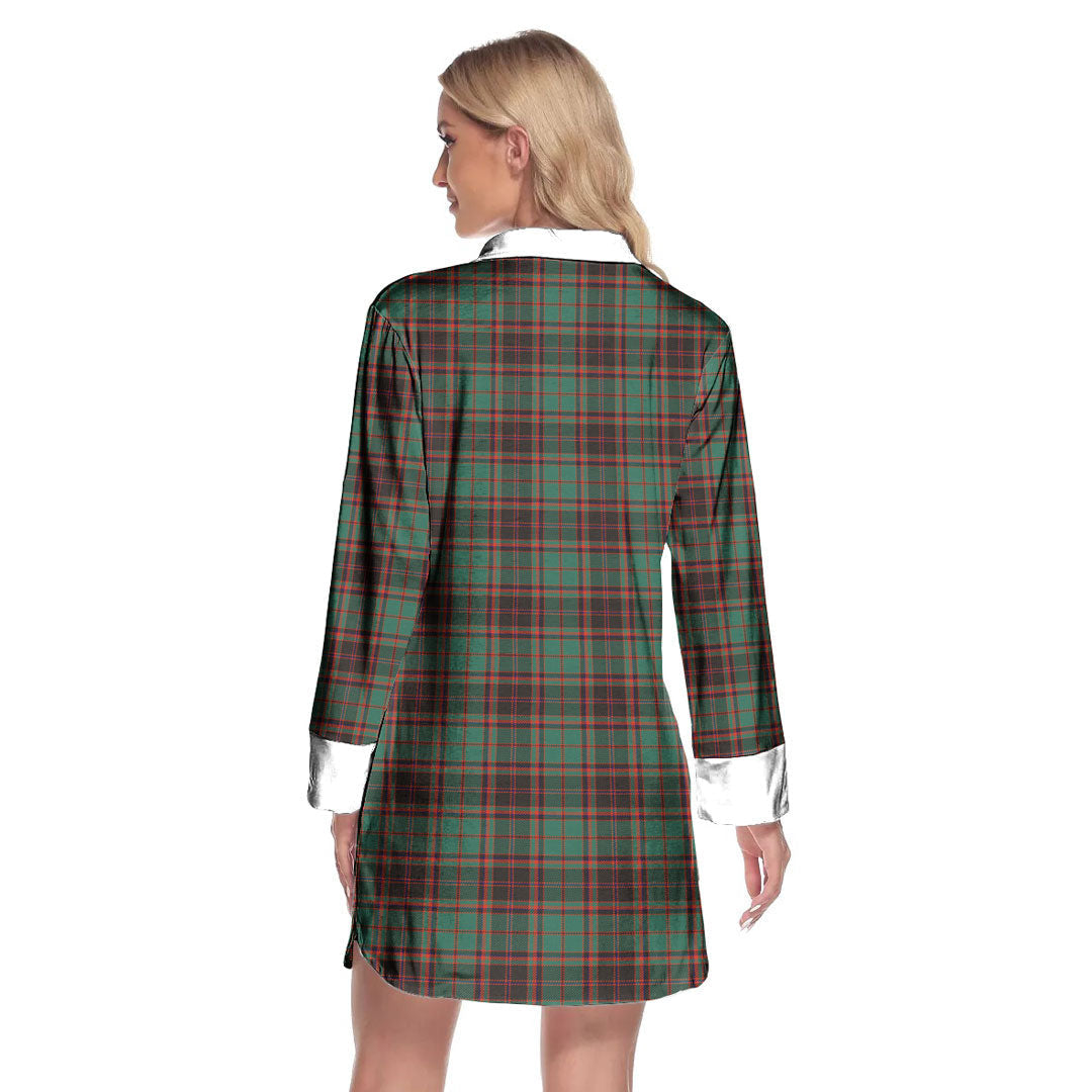 Buchan Ancient Tartan Crest Lapel Shirt Dress Long Sleeve