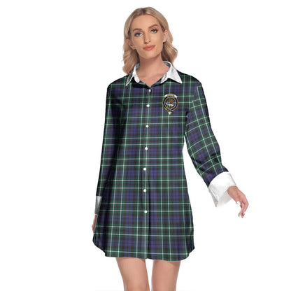 Graham of Montrose Modern Tartan Crest Lapel Shirt Dress Long Sleeve