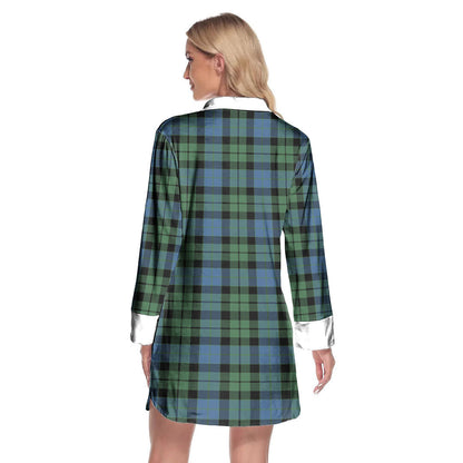 MacKay Ancient Tartan Crest Lapel Shirt Dress Long Sleeve