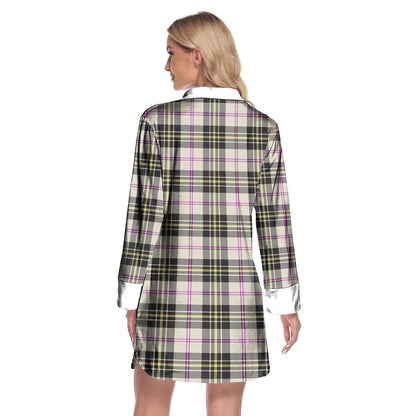 MacPherson Dress Ancient Tartan Crest Lapel Shirt Dress Long Sleeve