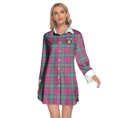 Lindsay Ancient Tartan Crest Lapel Shirt Dress Long Sleeve