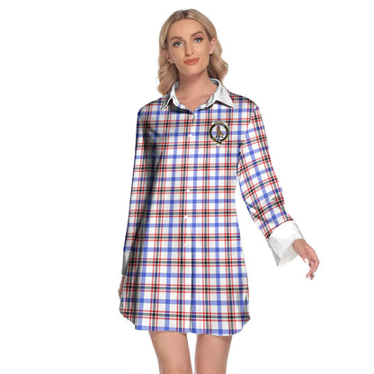 Boswell Modern Tartan Crest Lapel Shirt Dress Long Sleeve