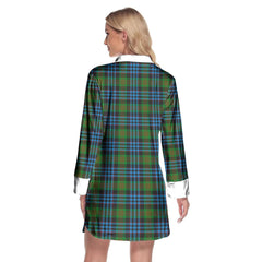 Newlands of Lauriston Tartan Crest Lapel Shirt Dress Long Sleeve