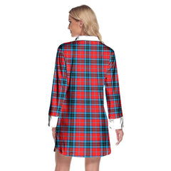 MacTavish Modern Tartan Crest Lapel Shirt Dress Long Sleeve