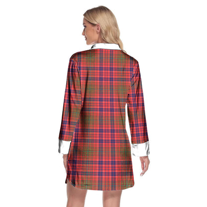 Lumsden Modern Tartan Crest Lapel Shirt Dress Long Sleeve