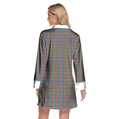 MacIntyre Ancient Tartan Crest Lapel Shirt Dress Long Sleeve