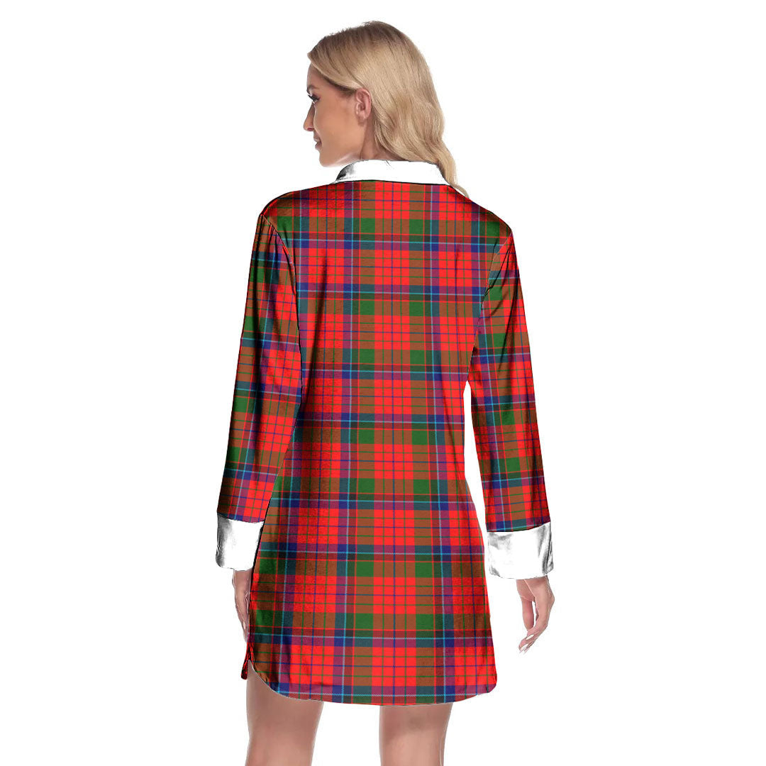 Nicolson Modern Tartan Crest Lapel Shirt Dress Long Sleeve