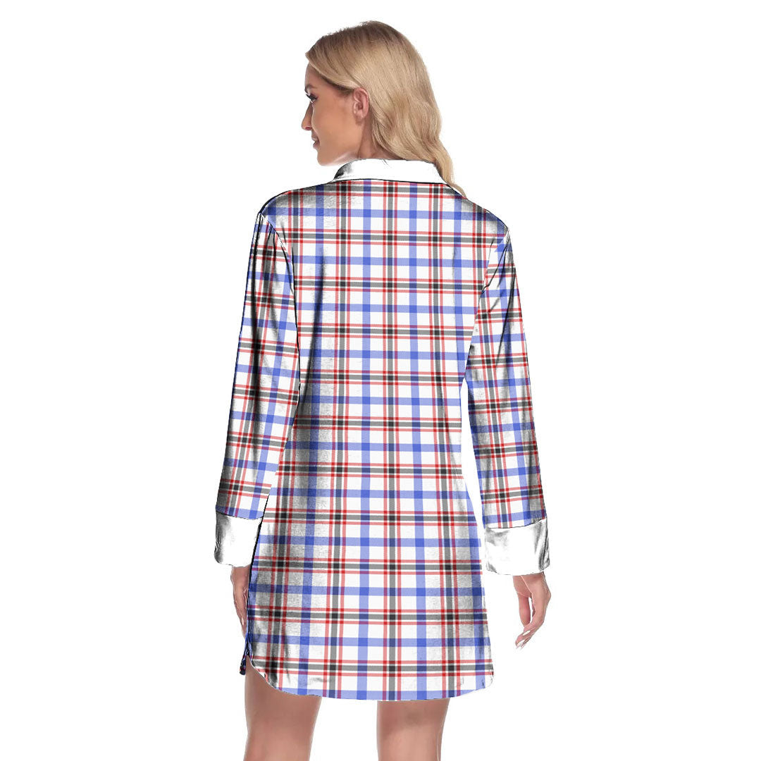 Boswell Modern Tartan Crest Lapel Shirt Dress Long Sleeve