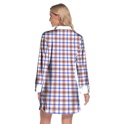 Boswell Modern Tartan Crest Lapel Shirt Dress Long Sleeve