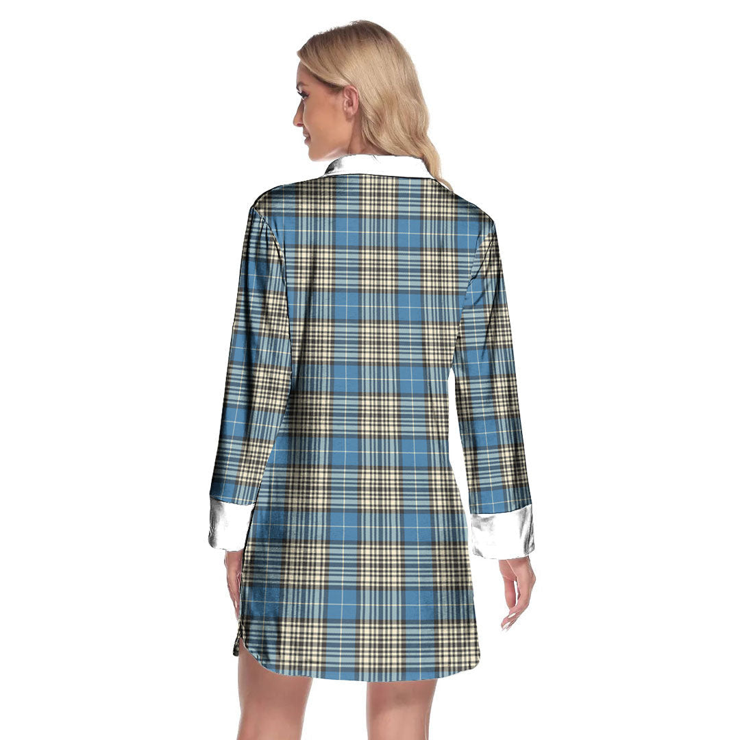 Napier Ancient Tartan Crest Lapel Shirt Dress Long Sleeve