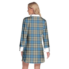 Napier Ancient Tartan Crest Lapel Shirt Dress Long Sleeve