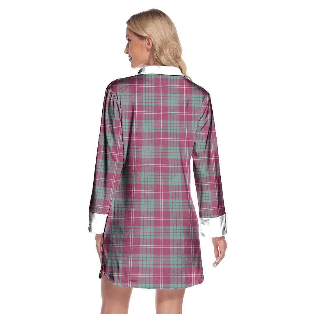 Crawford Ancient Tartan Crest Lapel Shirt Dress Long Sleeve