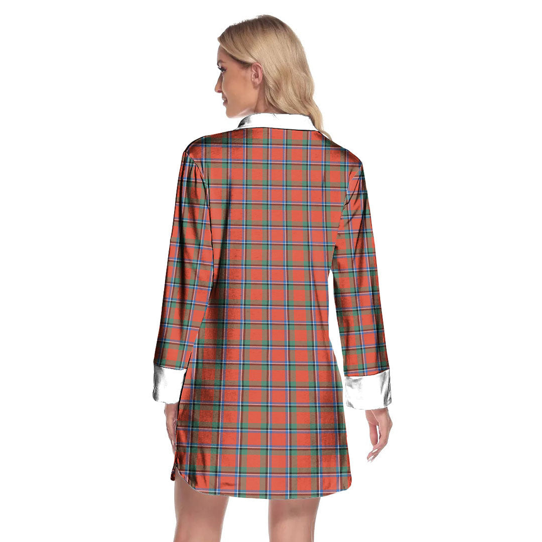 Sinclair Ancient Tartan Crest Lapel Shirt Dress Long Sleeve