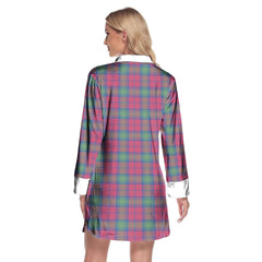 Lindsay Ancient Tartan Crest Lapel Shirt Dress Long Sleeve