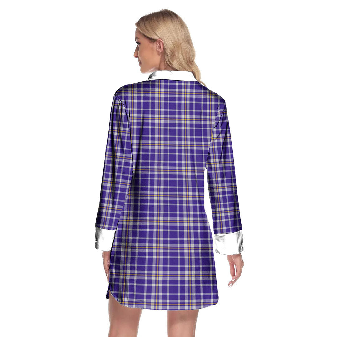 Ochterlony Tartan Crest Lapel Shirt Dress Long Sleeve