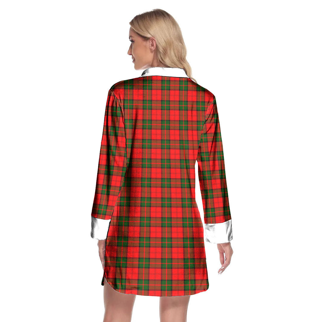 Dunbar Modern Tartan Crest Lapel Shirt Dress Long Sleeve