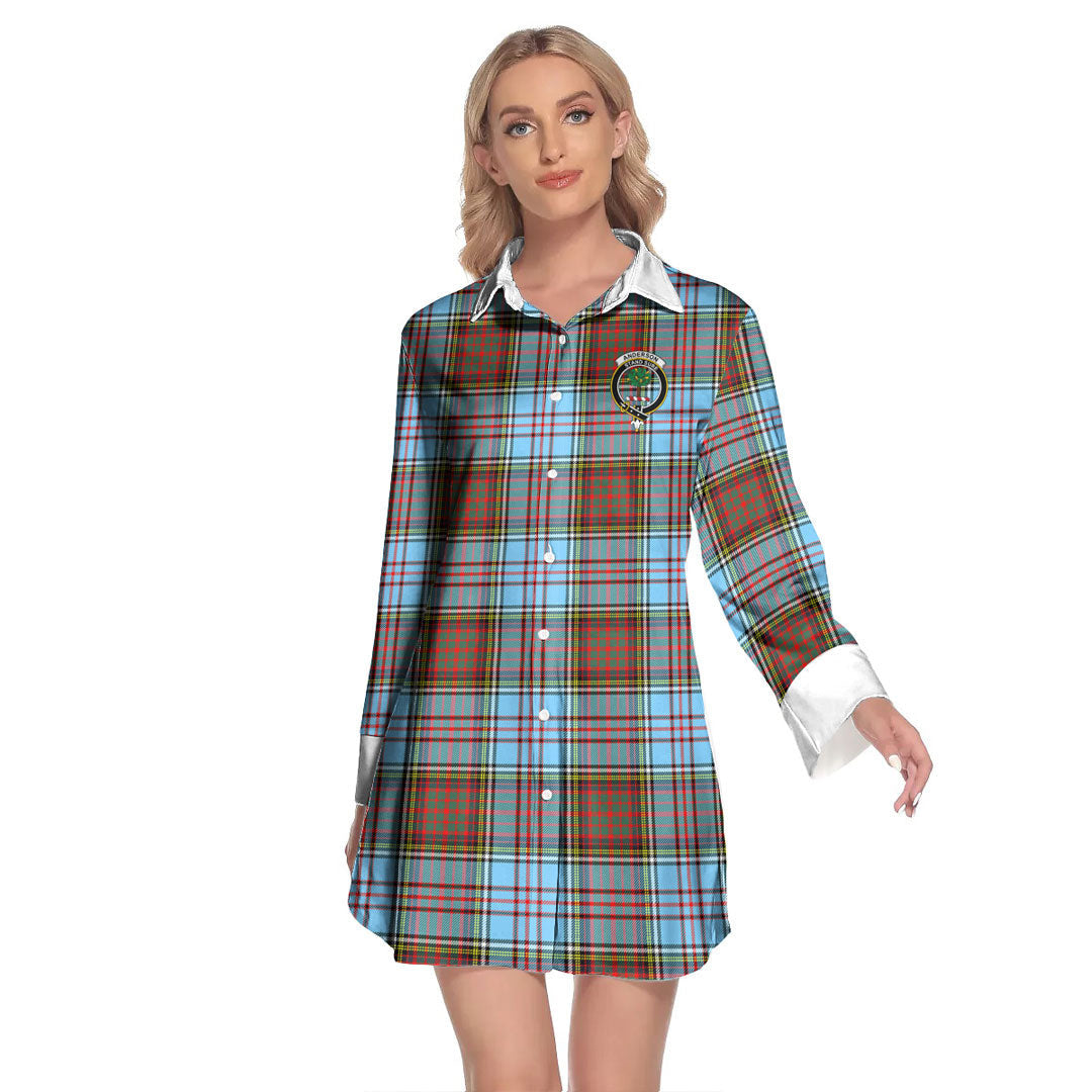 Anderson Ancient Tartan Crest Lapel Shirt Dress Long Sleeve