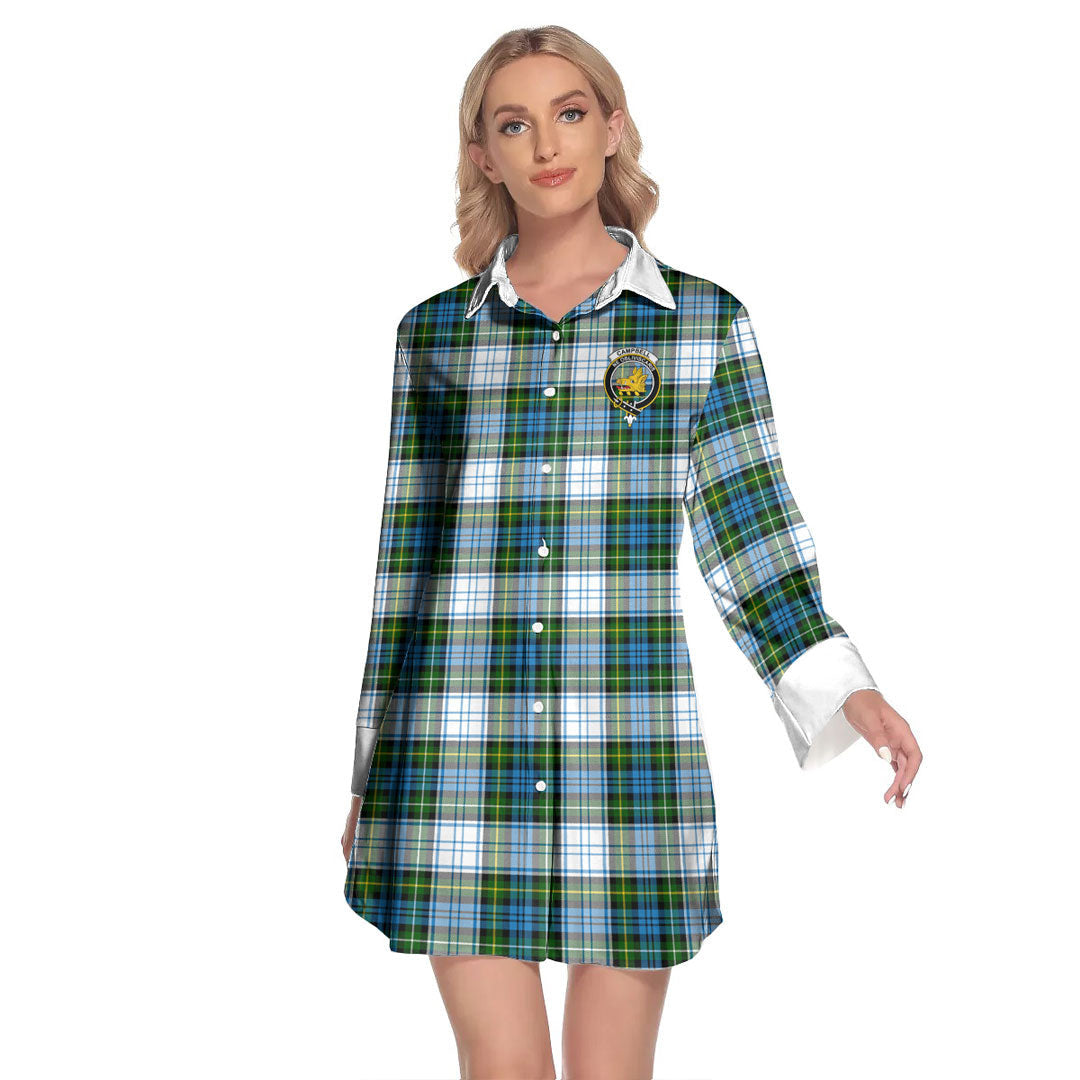 Campbell Dress Tartan Crest Lapel Shirt Dress Long Sleeve