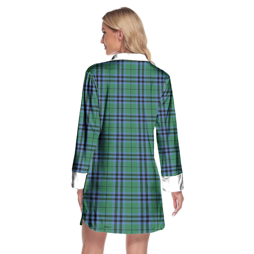 Keith Ancient Tartan Crest Lapel Shirt Dress Long Sleeve