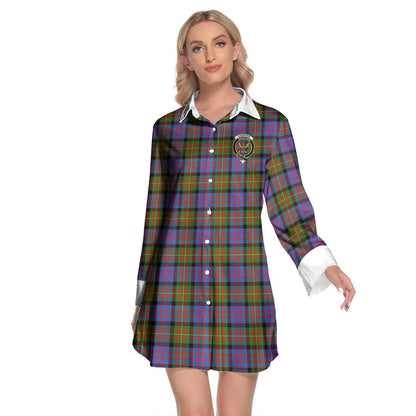 Carnegie Ancient Tartan Crest Lapel Shirt Dress Long Sleeve