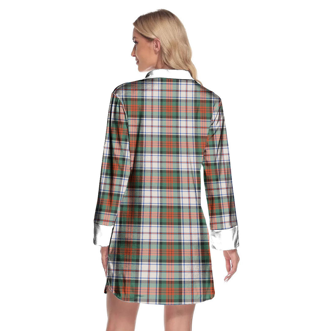 MacDuff Dress Ancient Tartan Crest Lapel Shirt Dress Long Sleeve