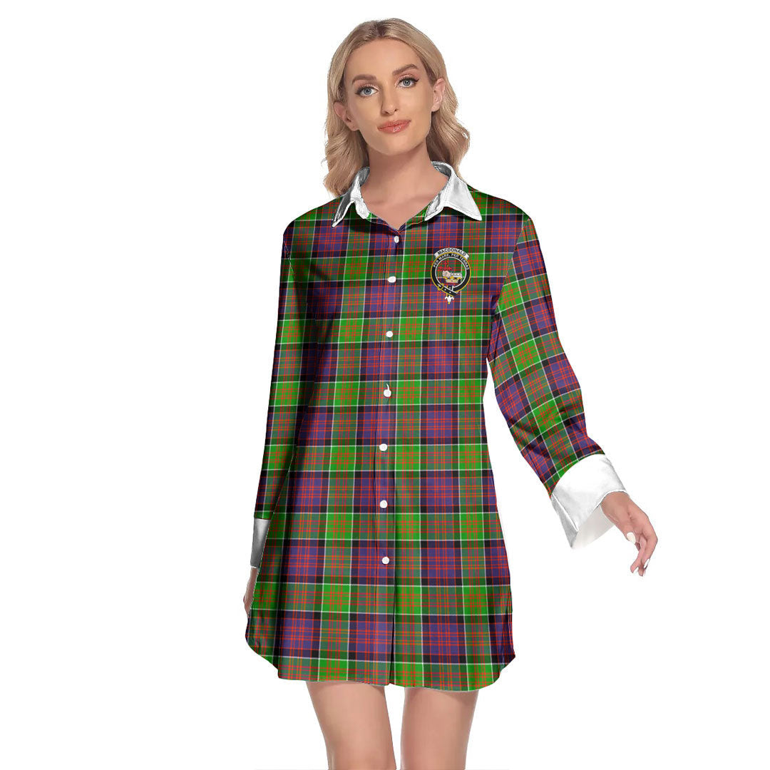 MacDonald of Clanranald Tartan Crest Lapel Shirt Dress Long Sleeve