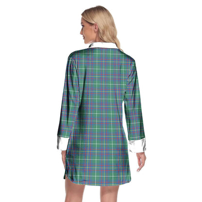 Inglis Ancient Tartan Crest Lapel Shirt Dress Long Sleeve