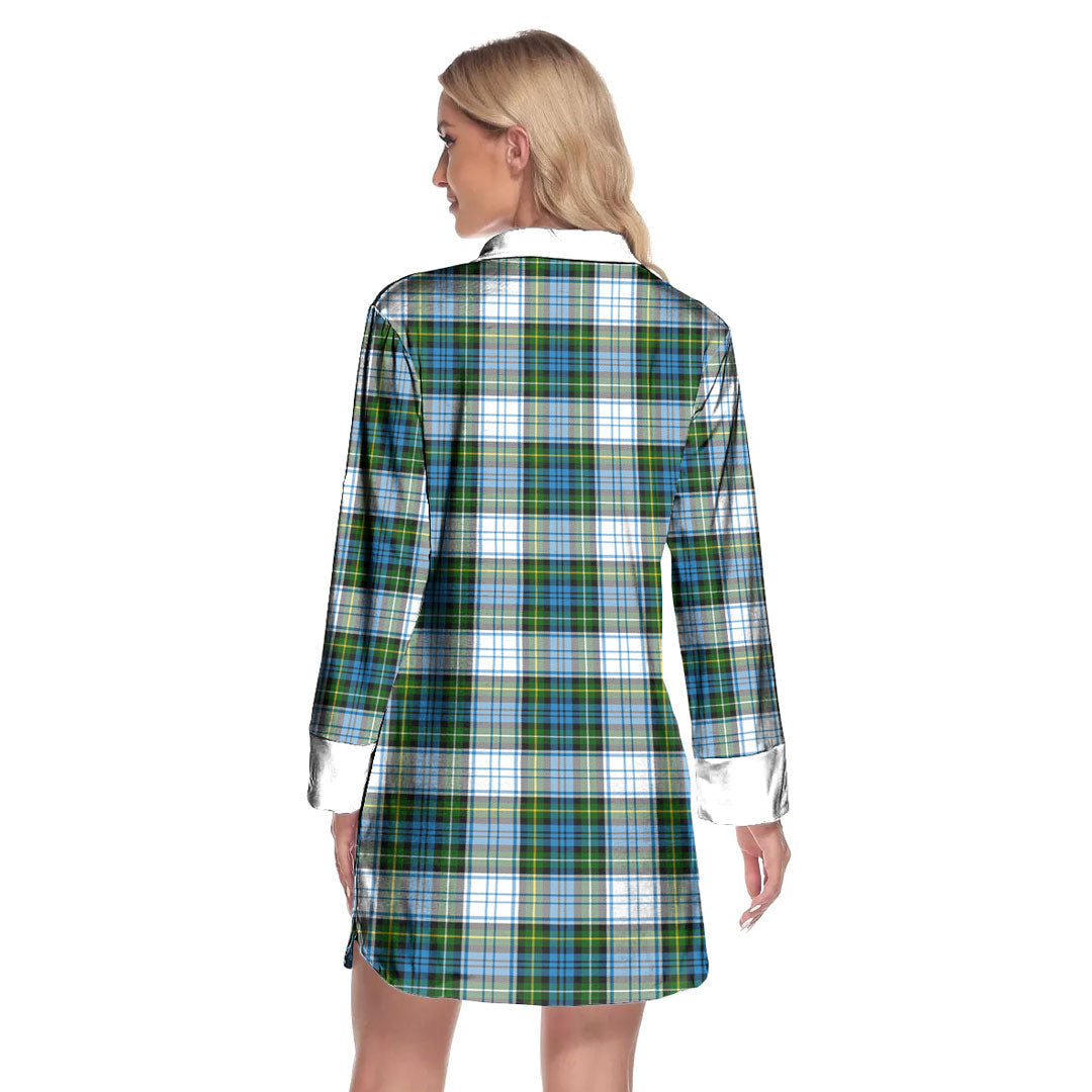 Campbell Dress Tartan Crest Lapel Shirt Dress Long Sleeve