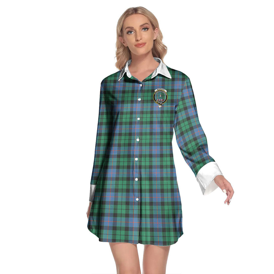 Morrison Ancient Tartan Crest Lapel Shirt Dress Long Sleeve