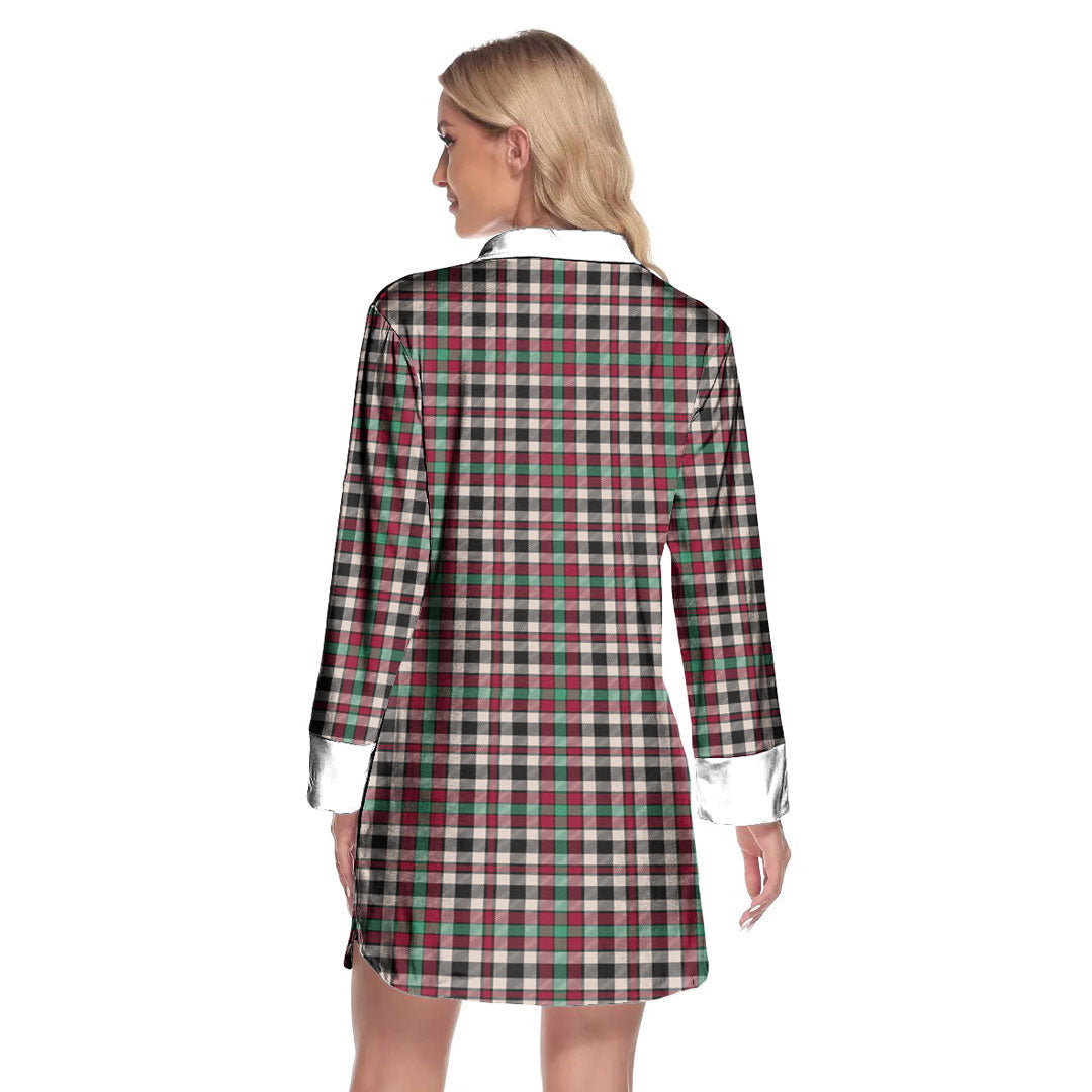 Borthwick Dress Ancient Tartan Crest Lapel Shirt Dress Long Sleeve