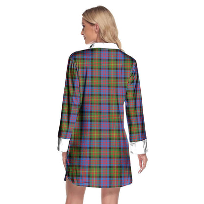 Carnegie Ancient Tartan Crest Lapel Shirt Dress Long Sleeve