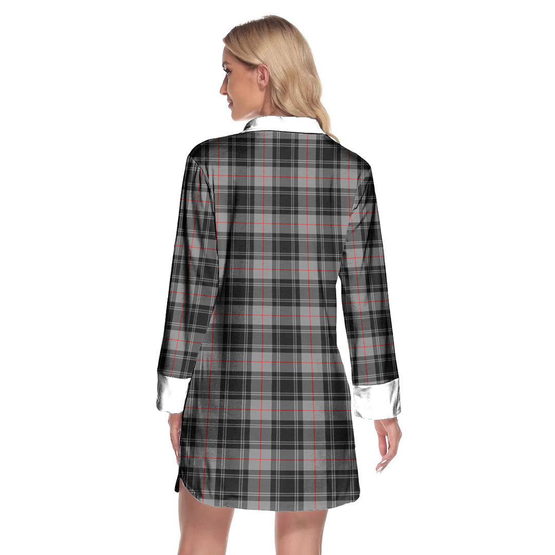 Moffat Modern Tartan Crest Lapel Shirt Dress Long Sleeve