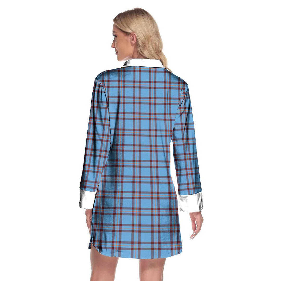 Elliot Ancient Tartan Crest Lapel Shirt Dress Long Sleeve