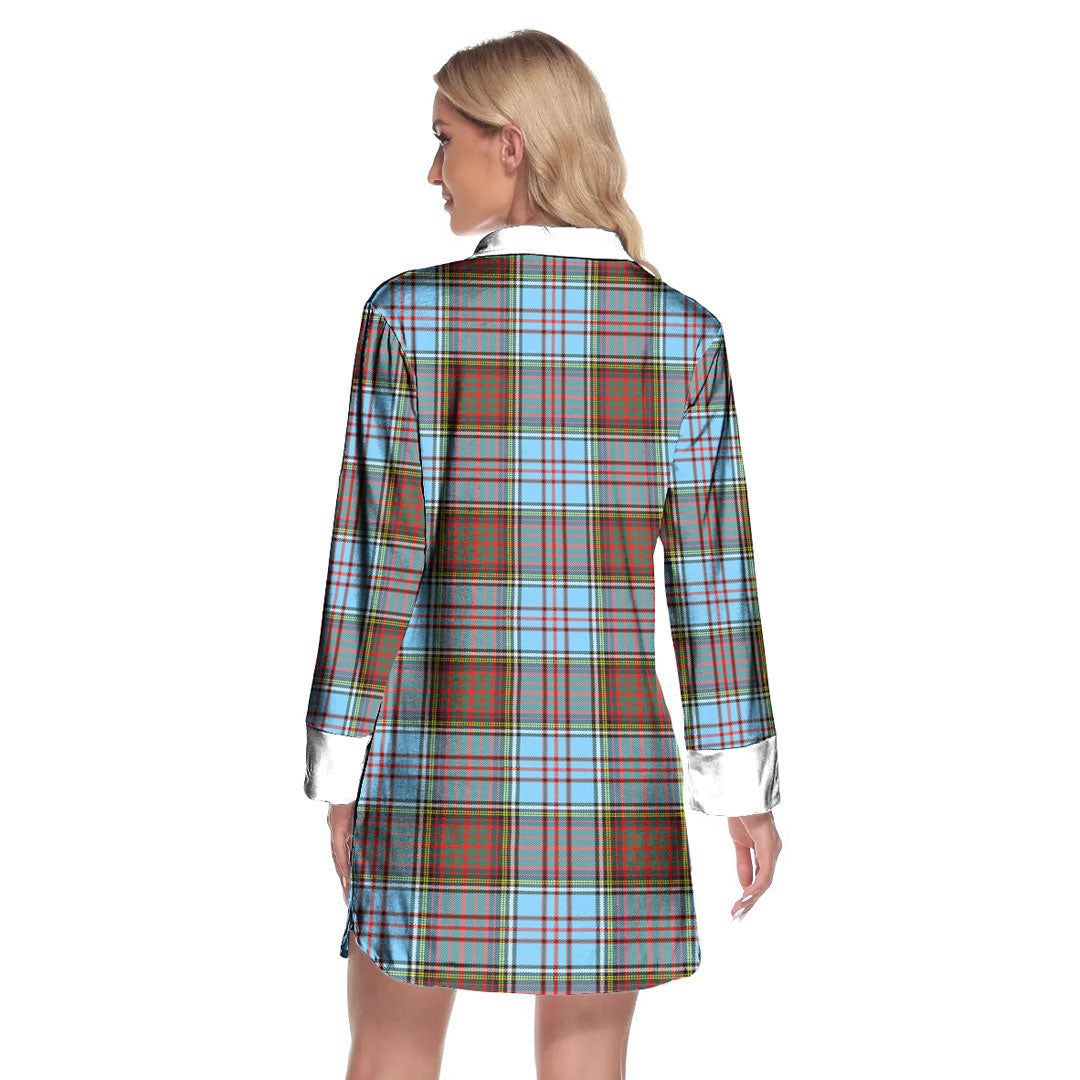 Anderson Ancient Tartan Crest Lapel Shirt Dress Long Sleeve