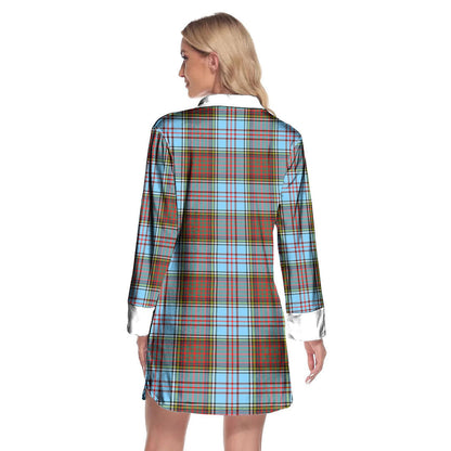 Anderson Ancient Tartan Crest Lapel Shirt Dress Long Sleeve