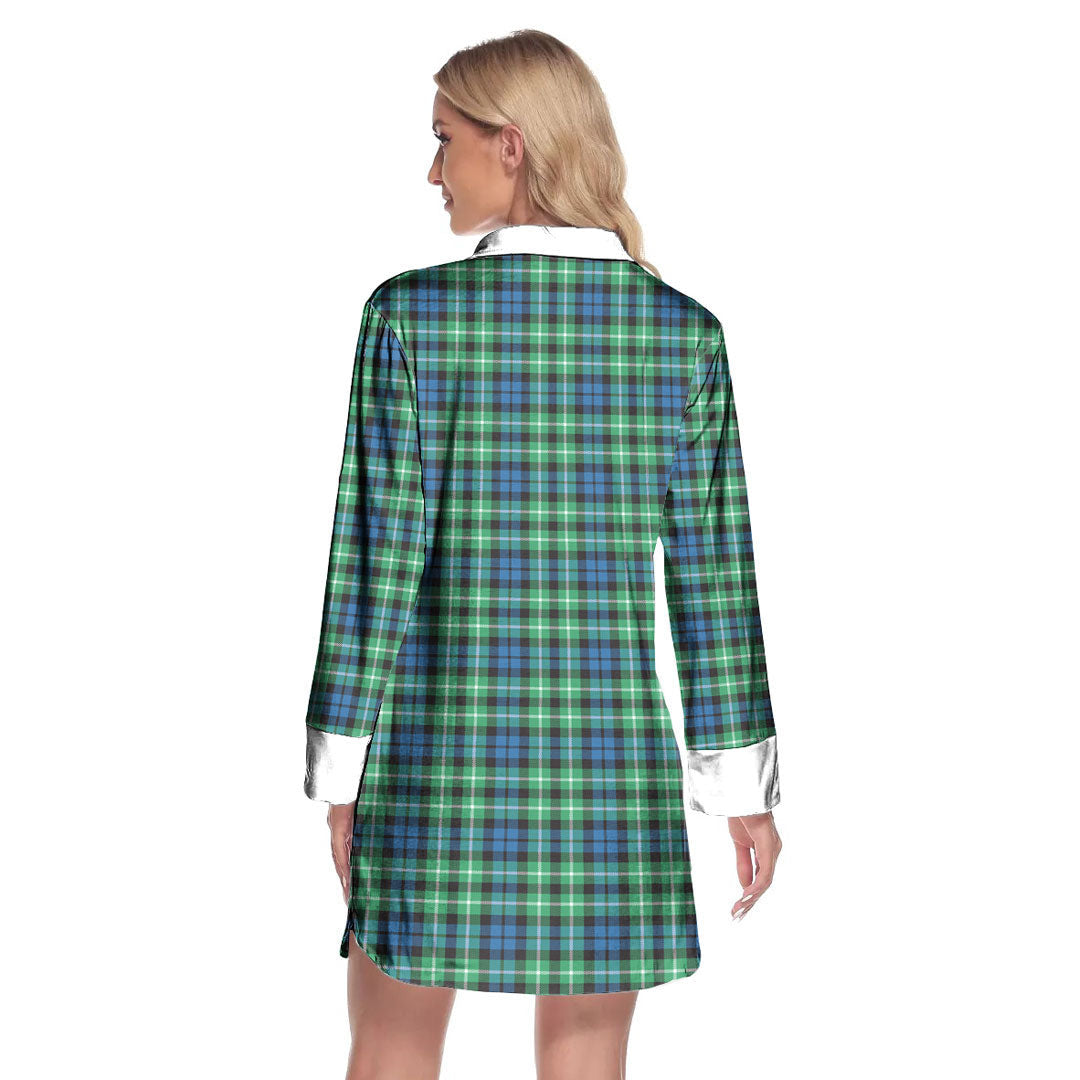 Graham of Montrose Ancient Tartan Crest Lapel Shirt Dress Long Sleeve