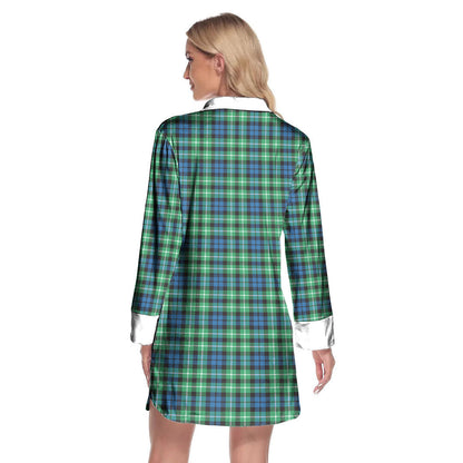 Graham of Montrose Ancient Tartan Crest Lapel Shirt Dress Long Sleeve