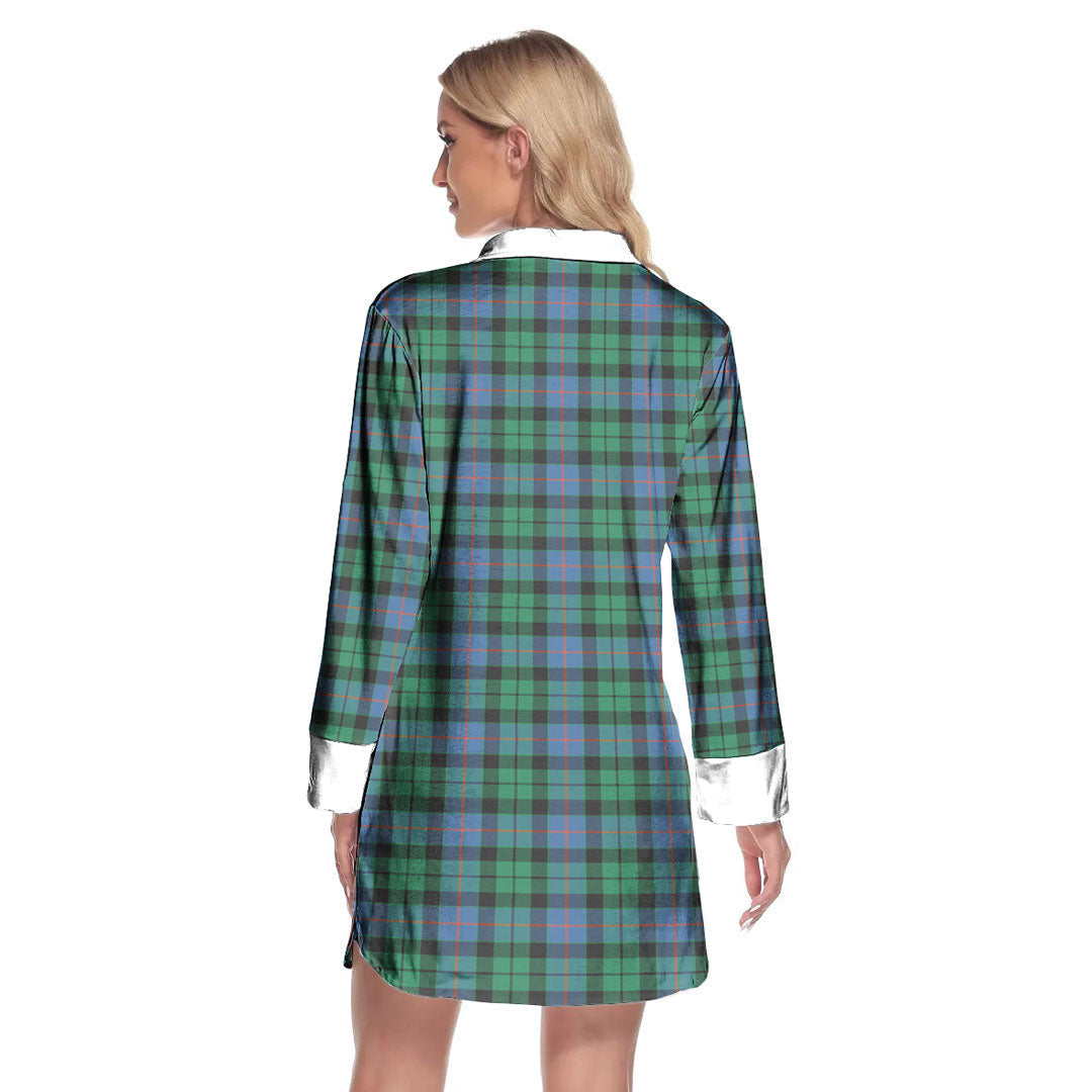 Morrison Ancient Tartan Crest Lapel Shirt Dress Long Sleeve