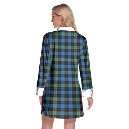 Guthrie Ancient Tartan Crest Lapel Shirt Dress Long Sleeve