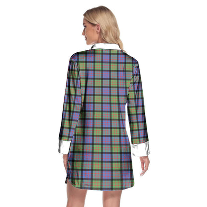 MacDonald Ancient Tartan Crest Lapel Shirt Dress Long Sleeve