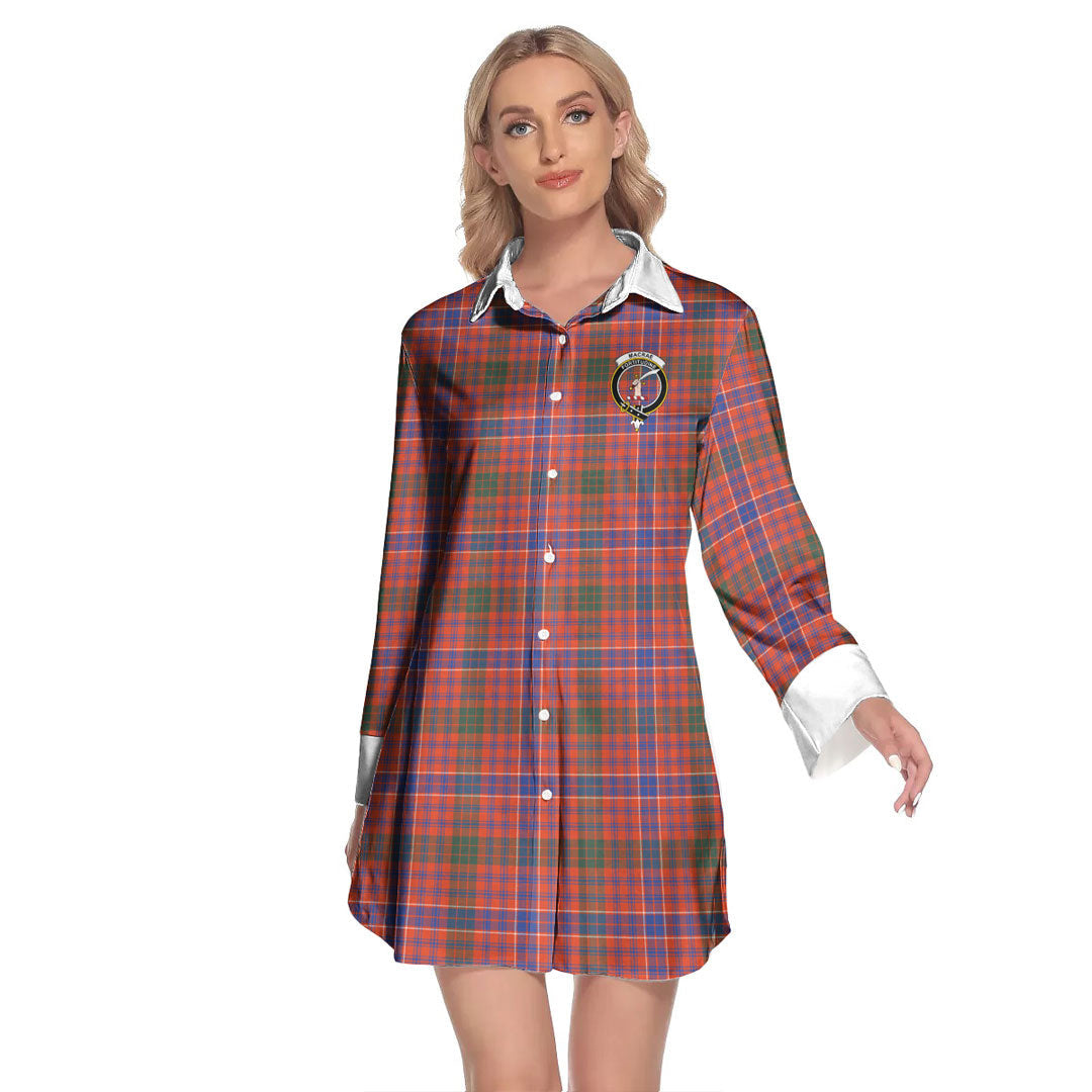 MacRae Ancient Tartan Crest Lapel Shirt Dress Long Sleeve