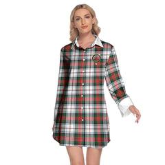 MacDuff Dress Modern Tartan Crest Lapel Shirt Dress Long Sleeve