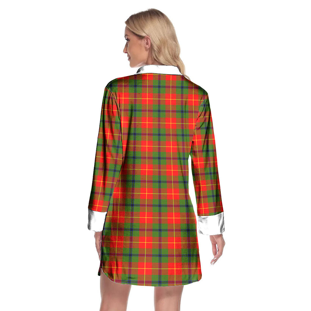 Turnbull Dress Tartan Crest Lapel Shirt Dress Long Sleeve