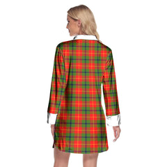 Turnbull Dress Tartan Crest Lapel Shirt Dress Long Sleeve