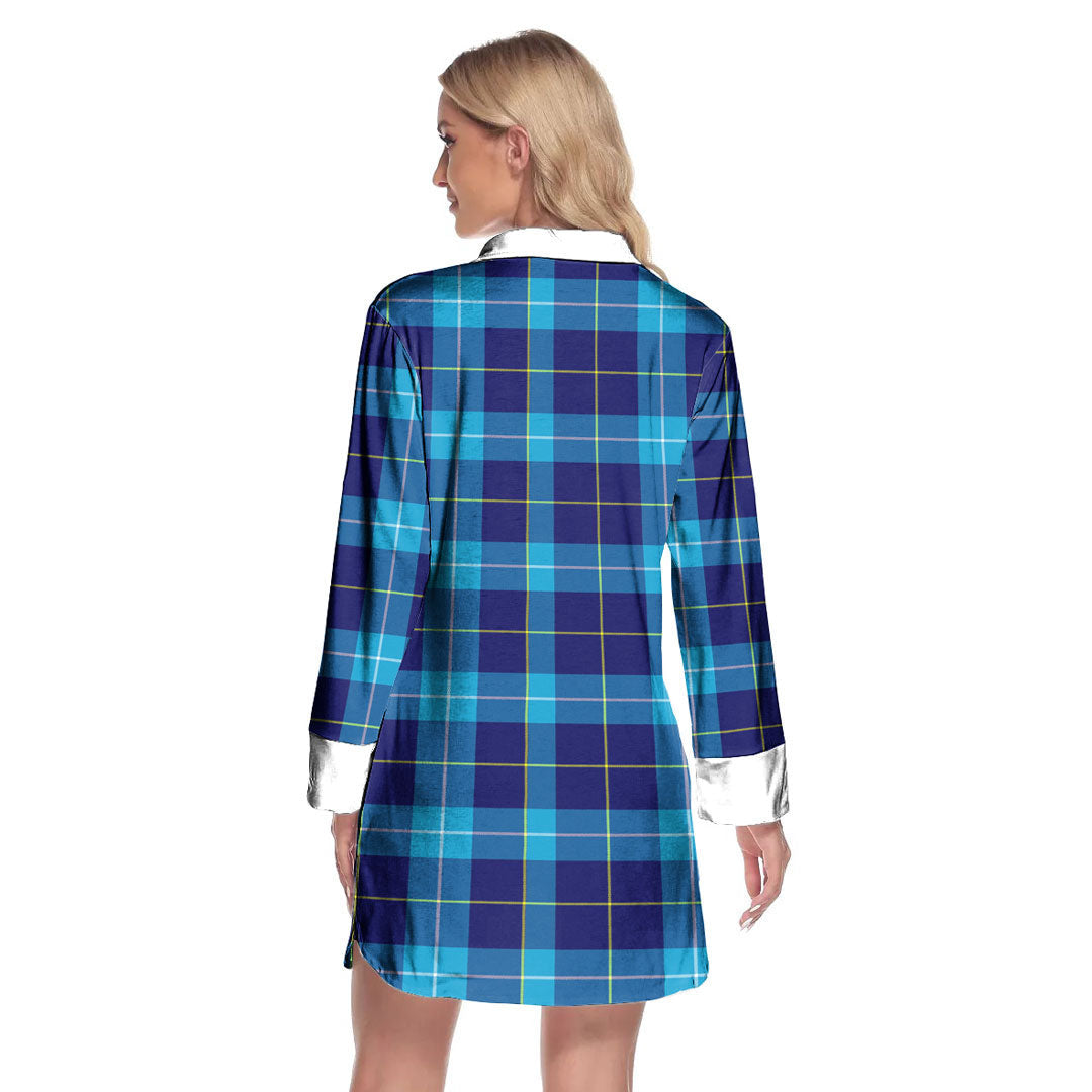 McKerrell Tartan Crest Lapel Shirt Dress Long Sleeve