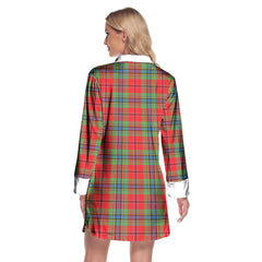 MacLean of Duart Modern Tartan Crest Lapel Shirt Dress Long Sleeve