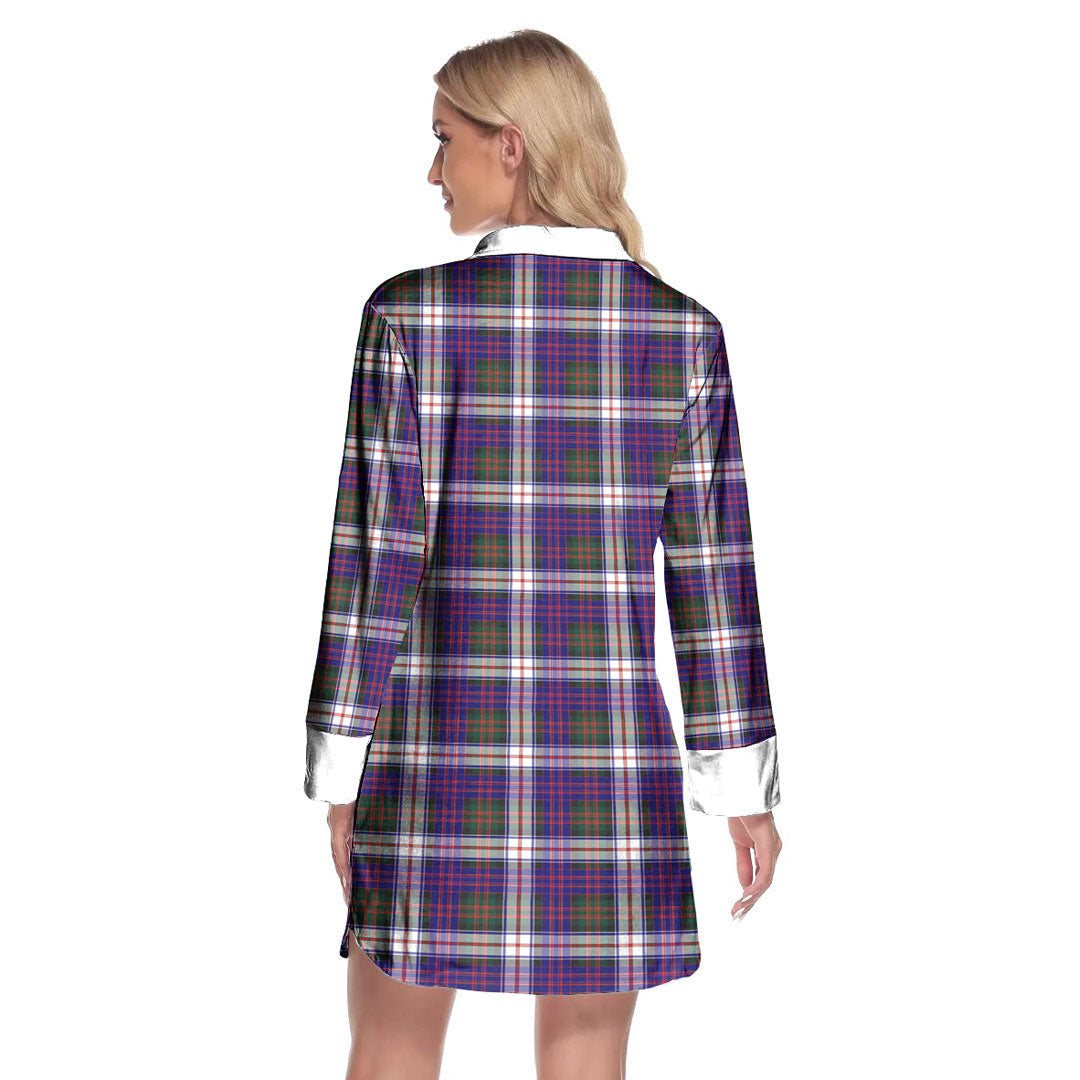 MacDonald Dress Modern Tartan Crest Lapel Shirt Dress Long Sleeve