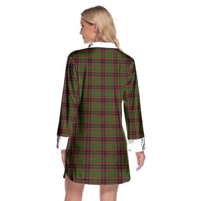 Buchan Modern Tartan Crest Lapel Shirt Dress Long Sleeve