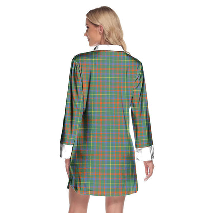 MacKintosh Hunting Ancient Tartan Crest Lapel Shirt Dress Long Sleeve